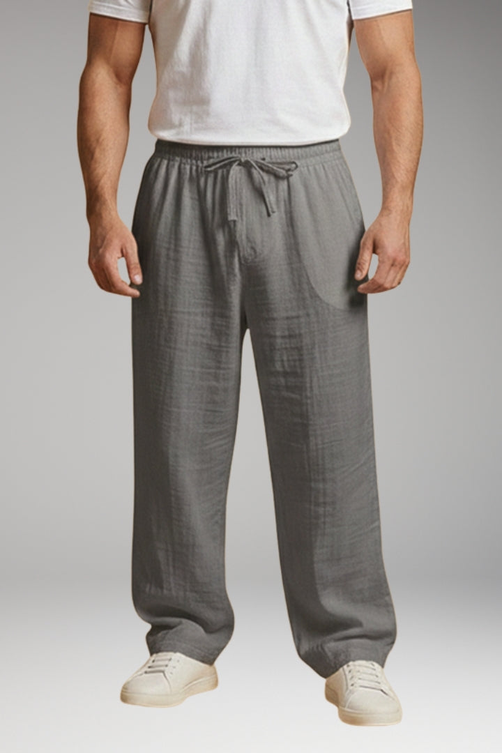 Men's Casual Trousers with Drawstring Waistband and Wide Leg
