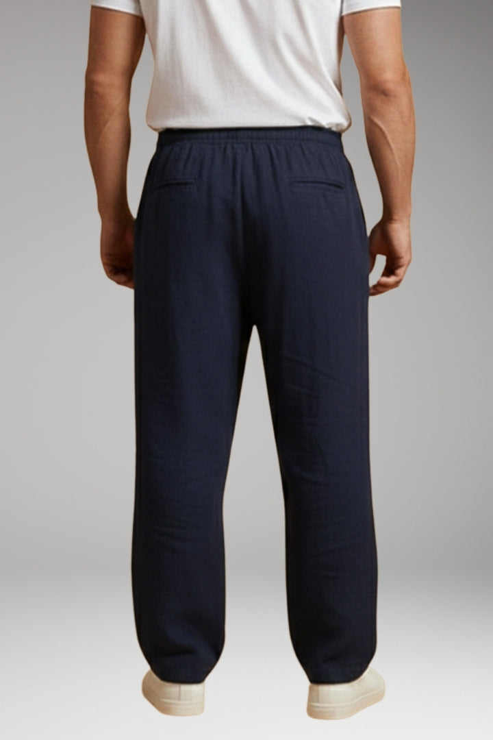 Men's Casual Trousers with Drawstring Waistband and Wide Leg