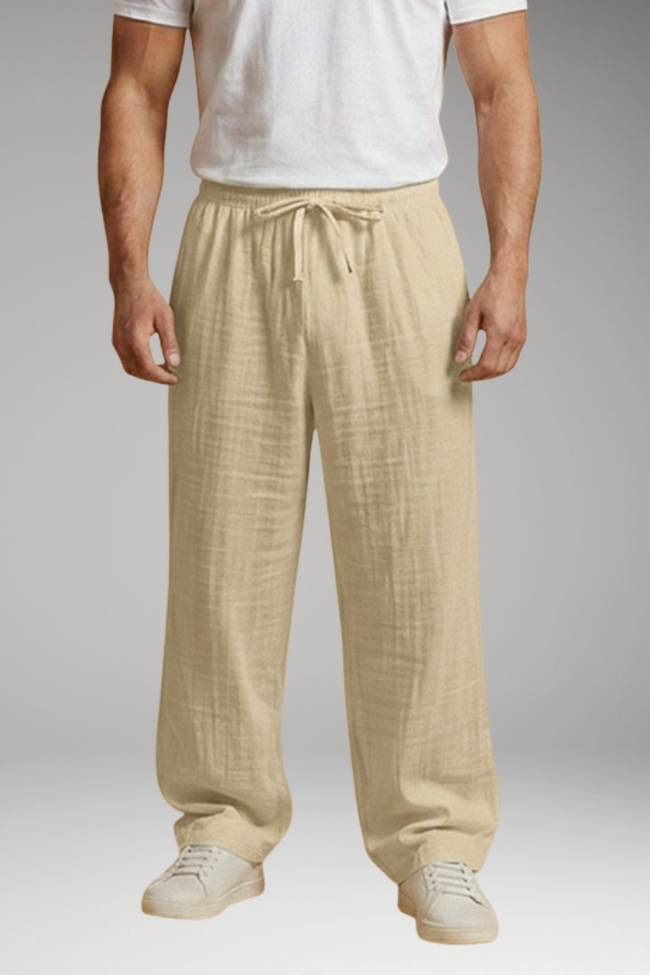Men's Casual Trousers with Drawstring Waistband and Wide Leg
