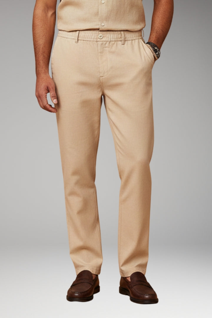 Men's Casual Trousers with Elasticated Waistband and Side Pockets