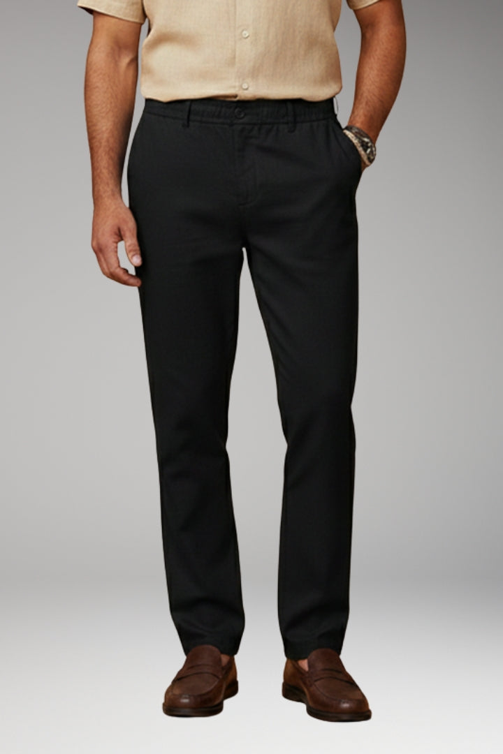 Men's Casual Trousers with Elasticated Waistband and Side Pockets