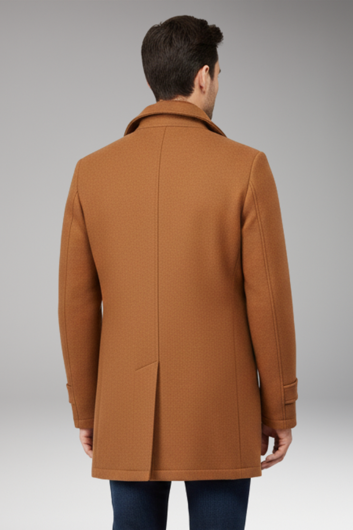 Men's Coat with Button Closure and Side Pockets
