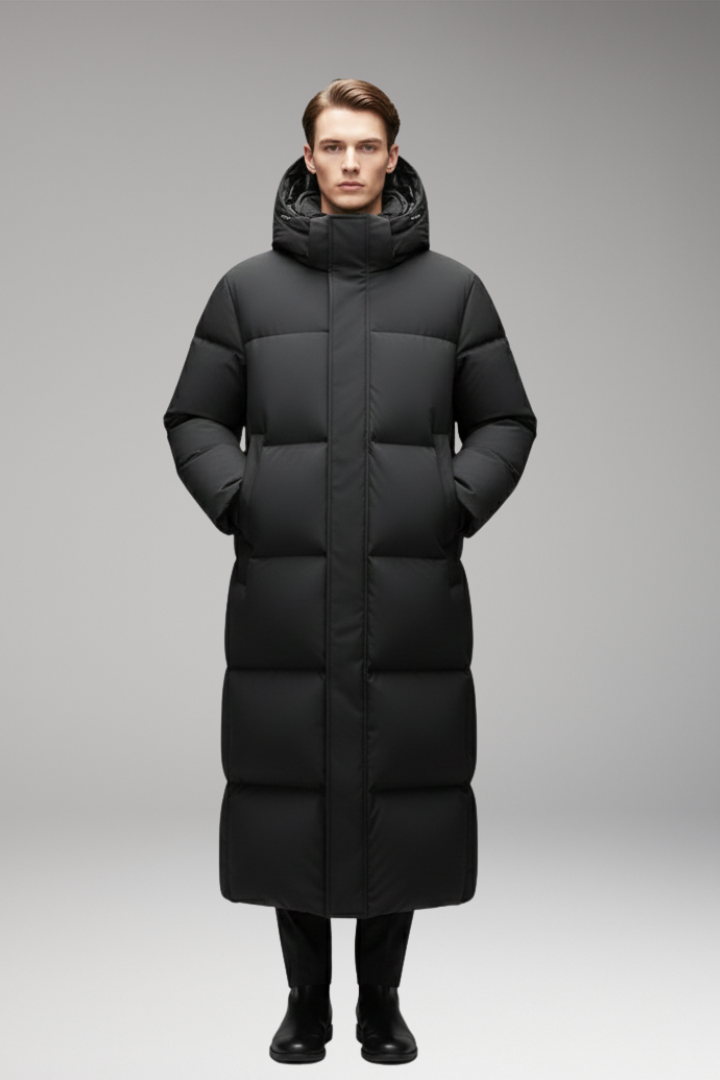 Men’s Coat with Integrated Hood and Zip Closure