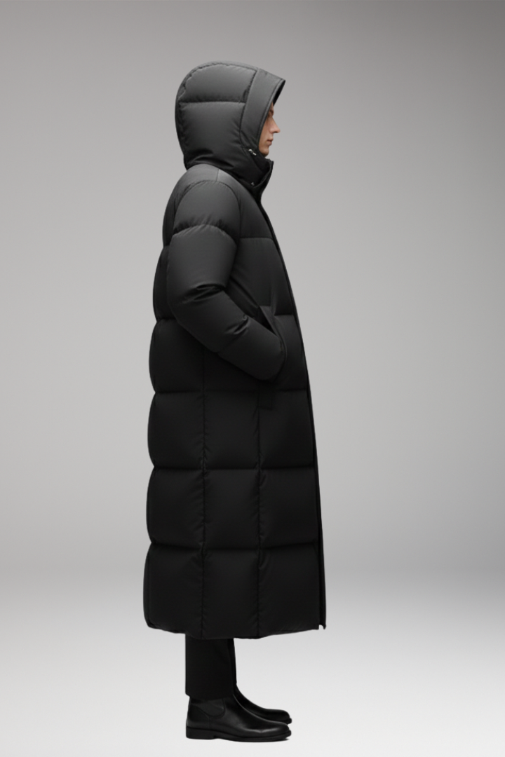 Men’s Coat with Integrated Hood and Zip Closure