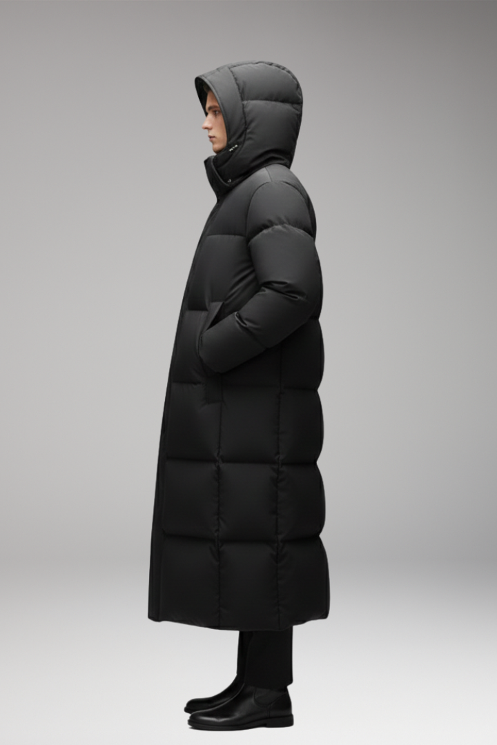 Men’s Coat with Integrated Hood and Zip Closure