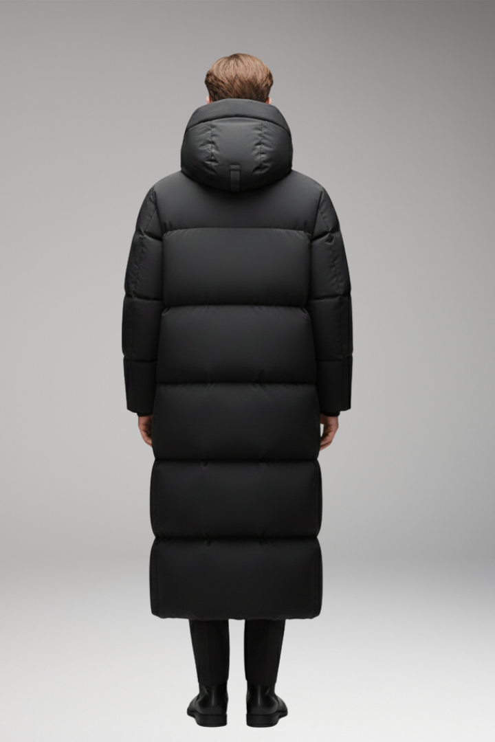 Men’s Coat with Integrated Hood and Zip Closure