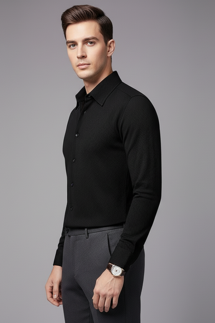 Tommy Men’s Shirt with Button Closure and Textured Surface