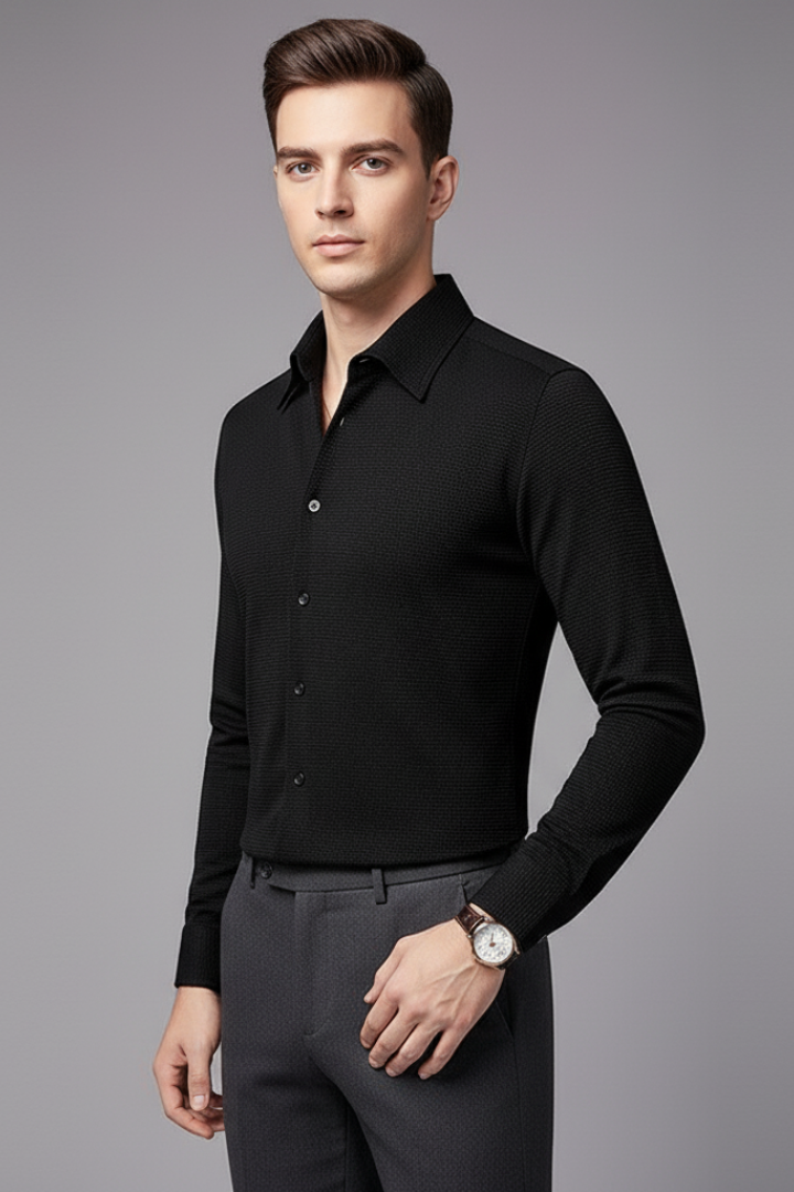 Tommy Men’s Shirt with Button Closure and Textured Surface