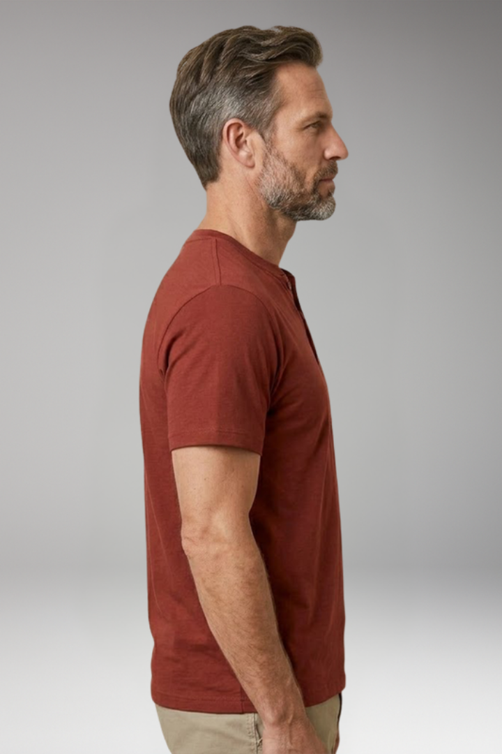 Men's T Shirt with Henley Neck and Chest Pocket