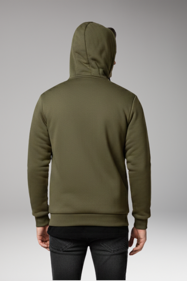 Men's Hooded Jacket with Zip Closure and Front Pockets