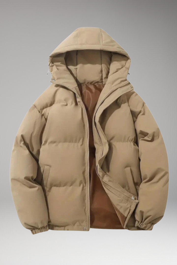 Men's Hooded Jacket with Zip Front and Welt Pockets