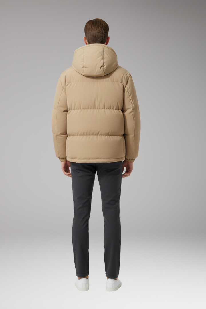 Men's Hooded Jacket with Zip Front and Welt Pockets