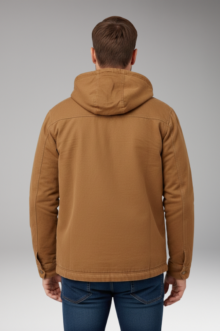 Men's Hooded Jacket with Zipper and Side Pockets