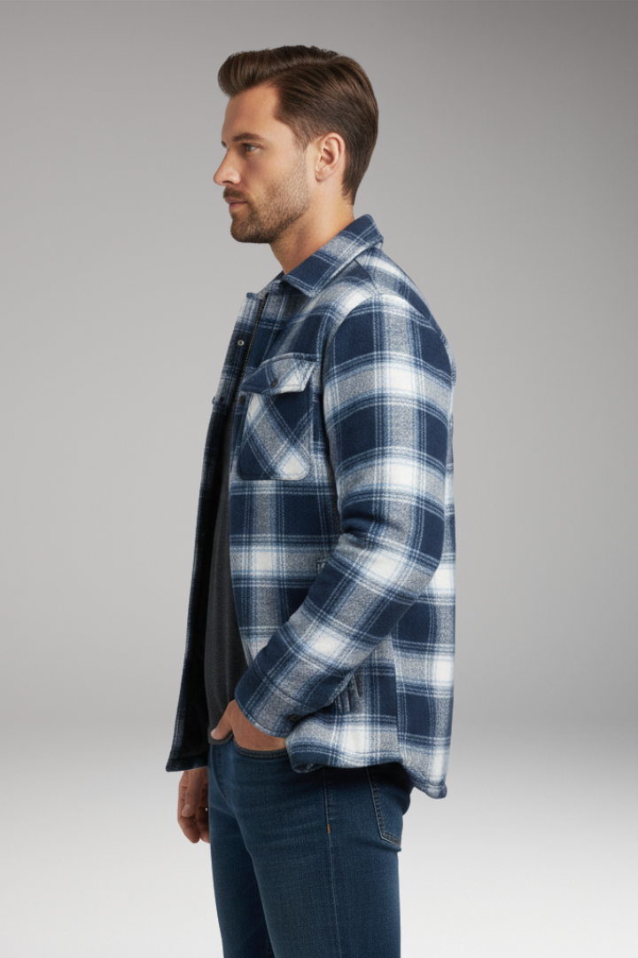 Men's Jacket with Button Closure and Quilted Lining