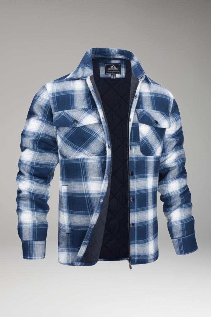 Men's Jacket with Button Closure and Quilted Lining