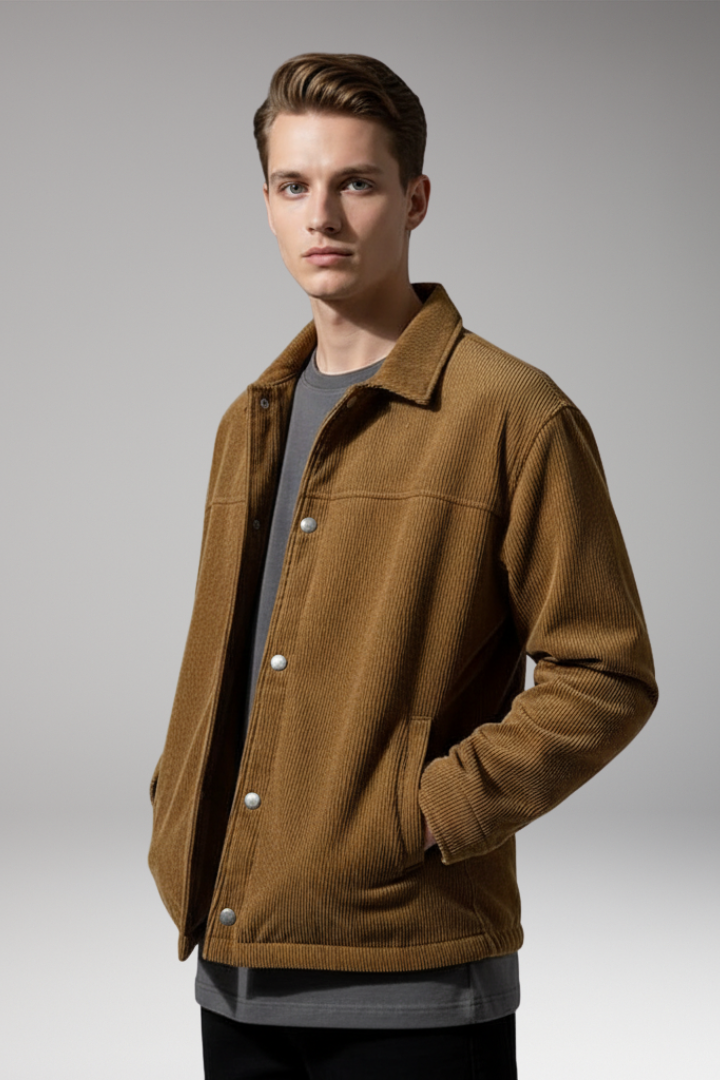 Men’s Jacket with Drawstring Hem and Front Pockets