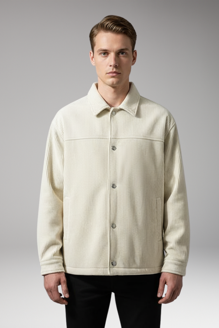 Men’s Jacket with Drawstring Hem and Front Pockets