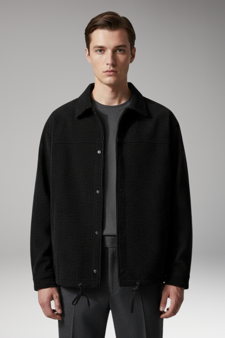 Men’s Jacket with Drawstring Hem and Front Pockets