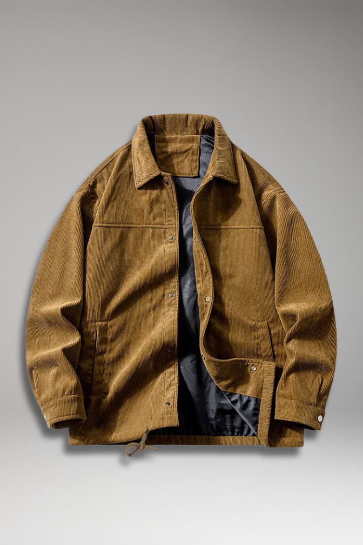 Men’s Jacket with Drawstring Hem and Front Pockets