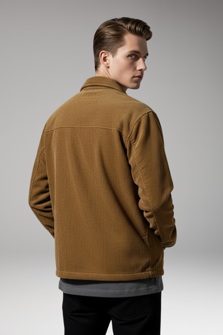 Men’s Jacket with Drawstring Hem and Front Pockets