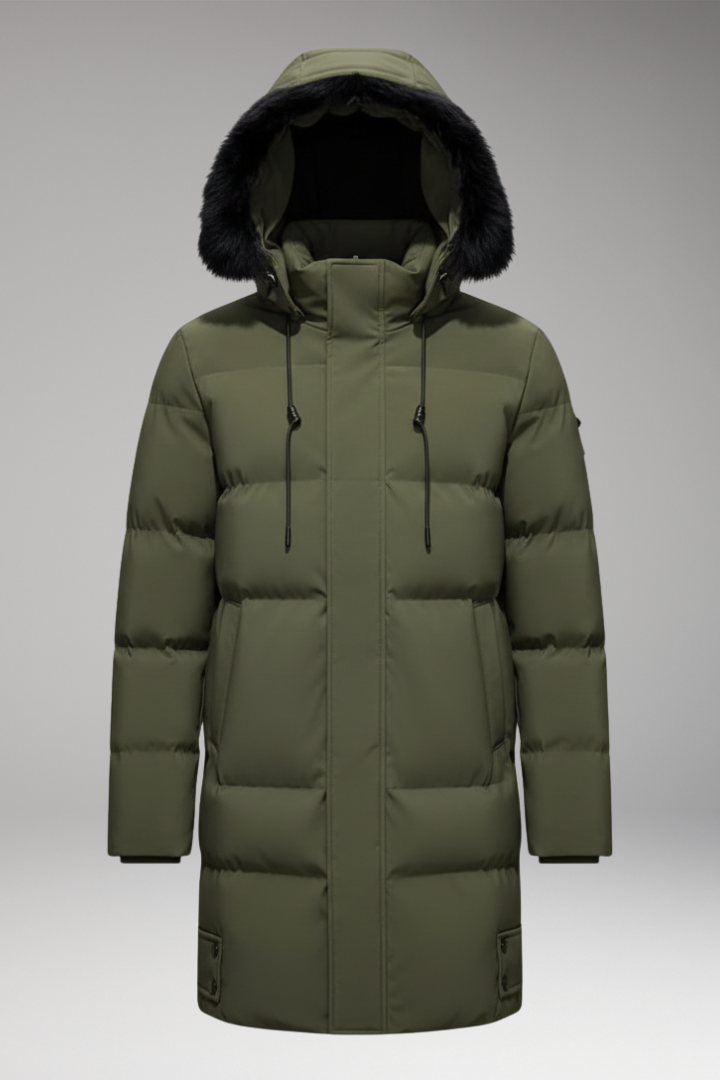 Men's Jacket with Hood and Quilted Outer Surface