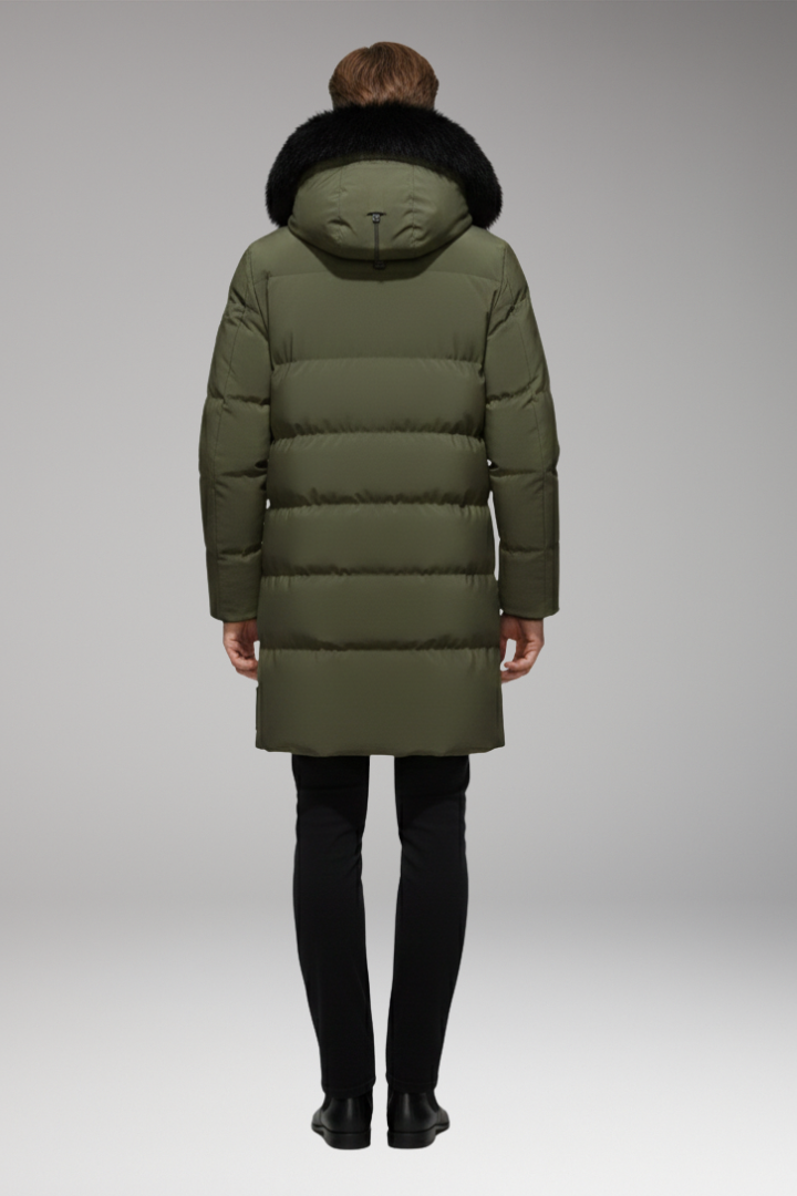 Men's Jacket with Hood and Quilted Outer Surface