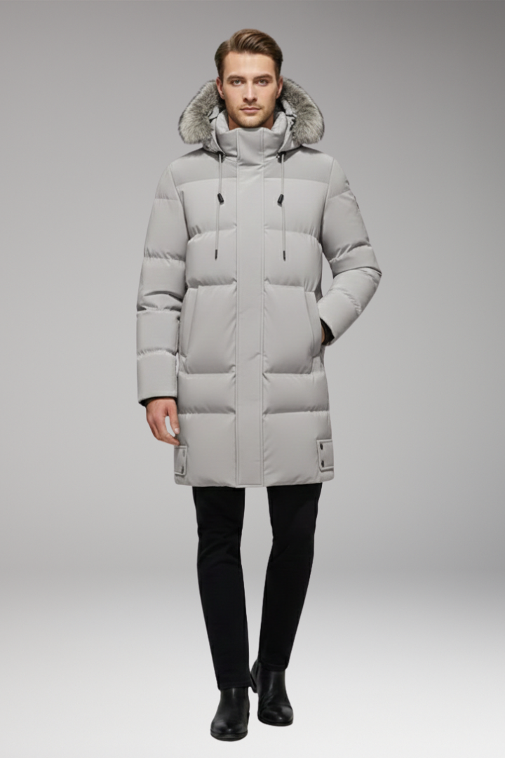 Men's Jacket with Hood and Quilted Outer Surface