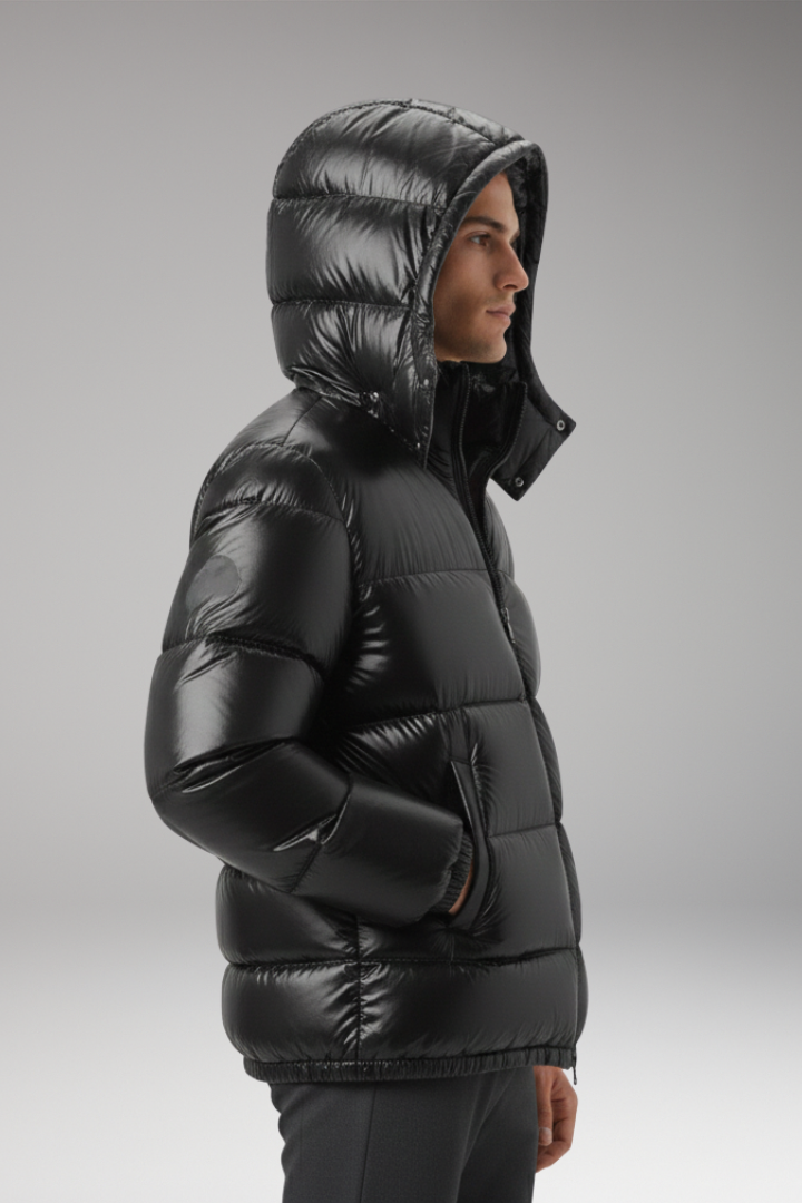 Men's Jacket with Hood and Quilted Surface