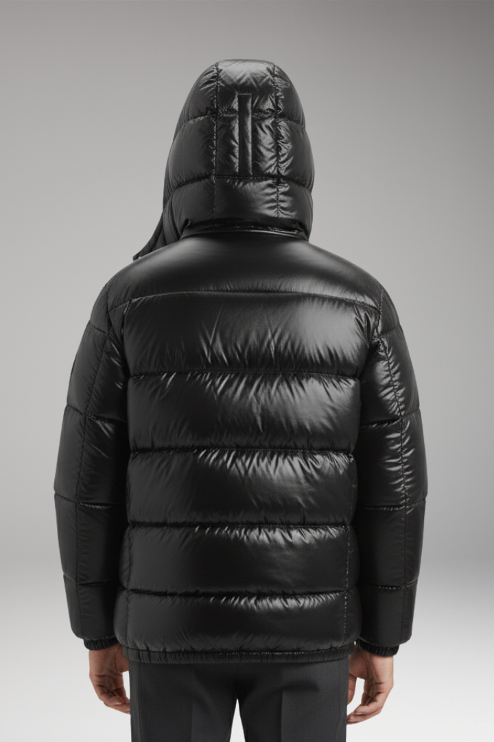 Men's Jacket with Hood and Quilted Surface