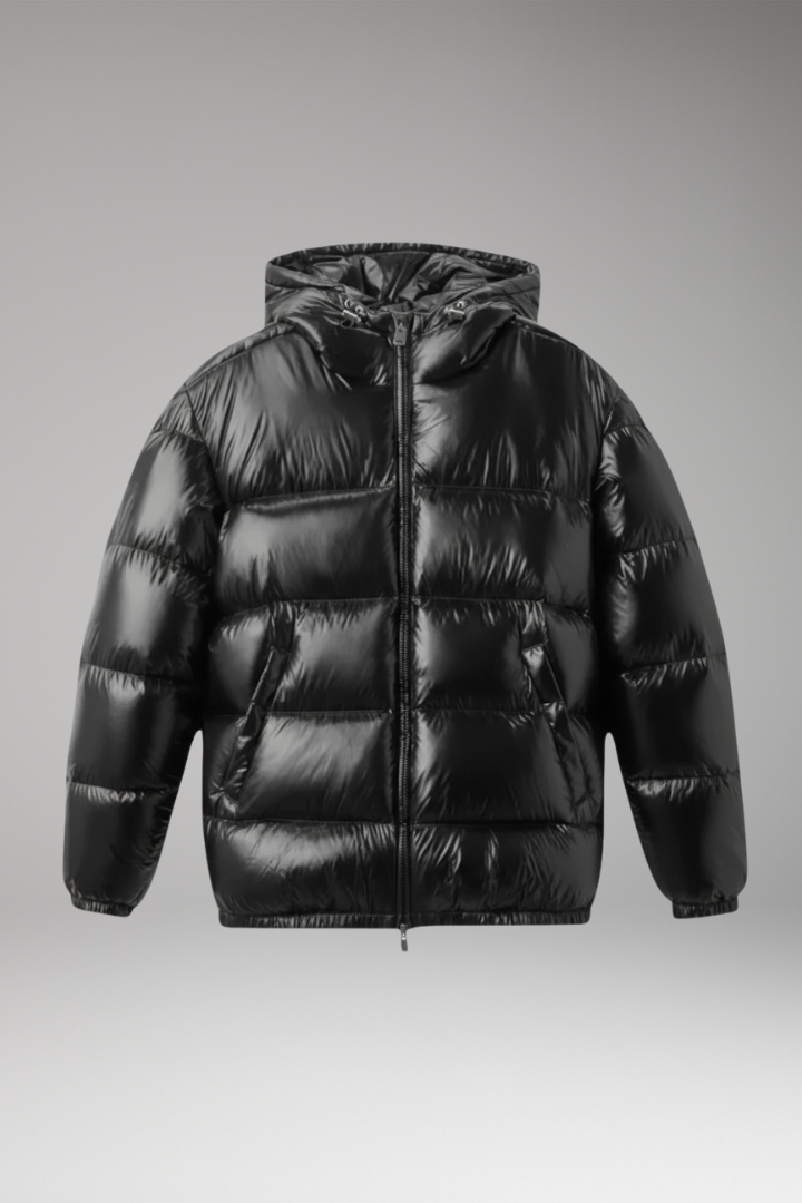 Men's Jacket with Hood and Quilted Surface