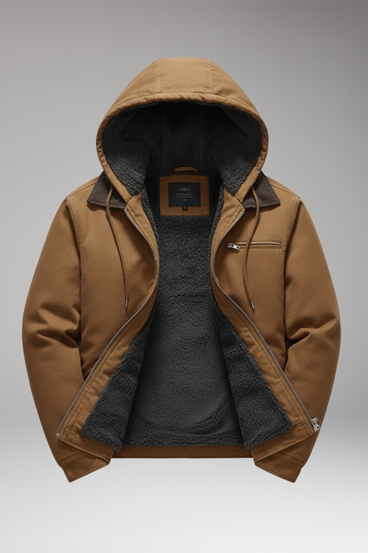 Men's Jacket with Hood and Zipper Closure