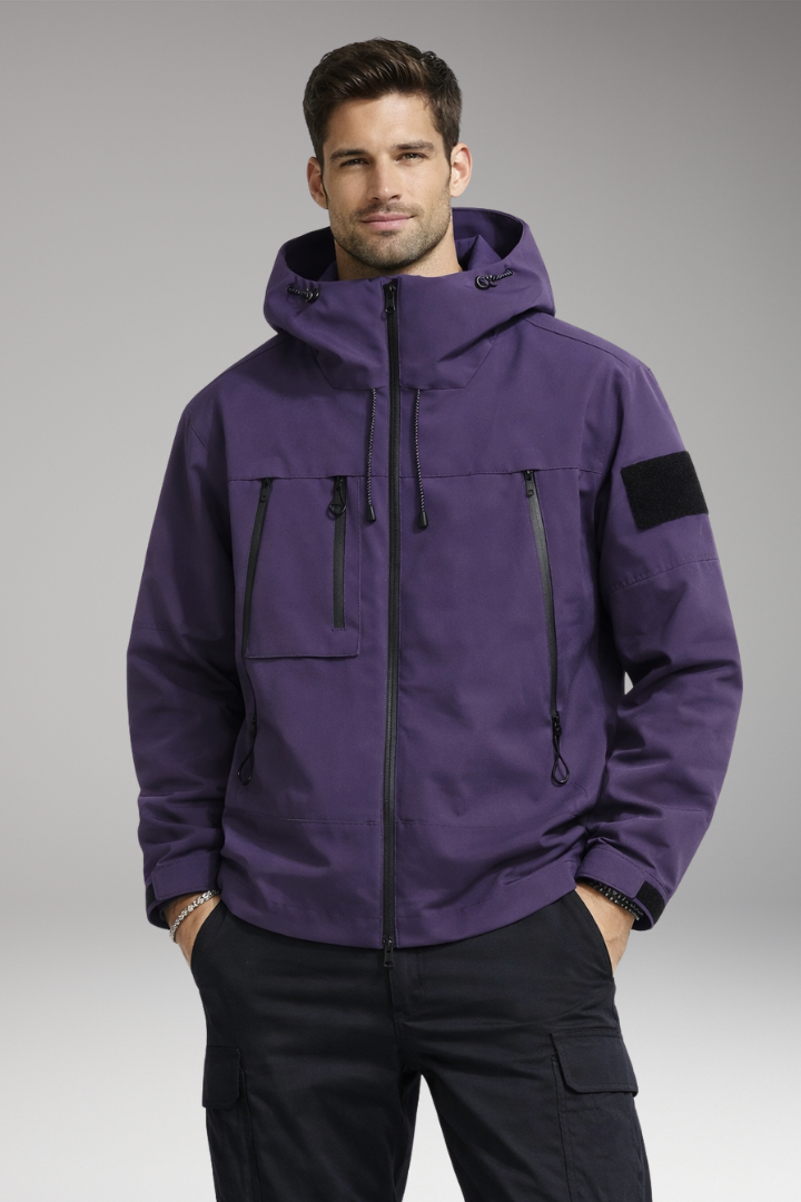 Men's Jacket with Hood and Zippered Pockets