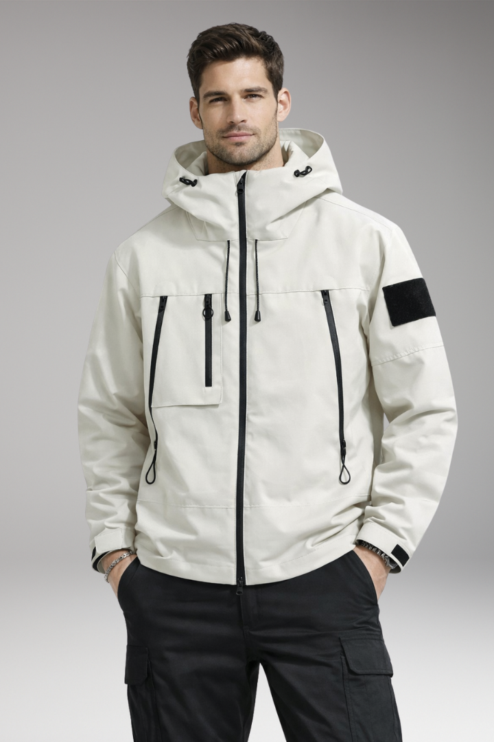 Men's Jacket with Hood and Zippered Pockets