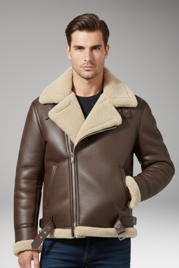 Men's Jacket with Lined Collar and Zip Closure
