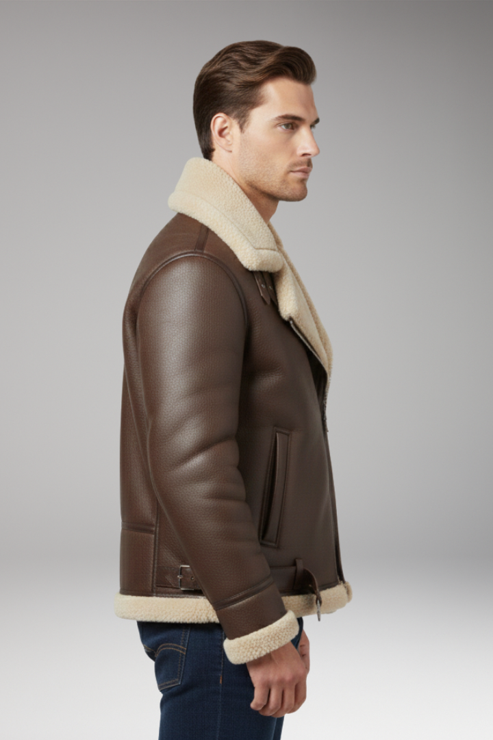 Men's Jacket with Lined Collar and Zip Closure