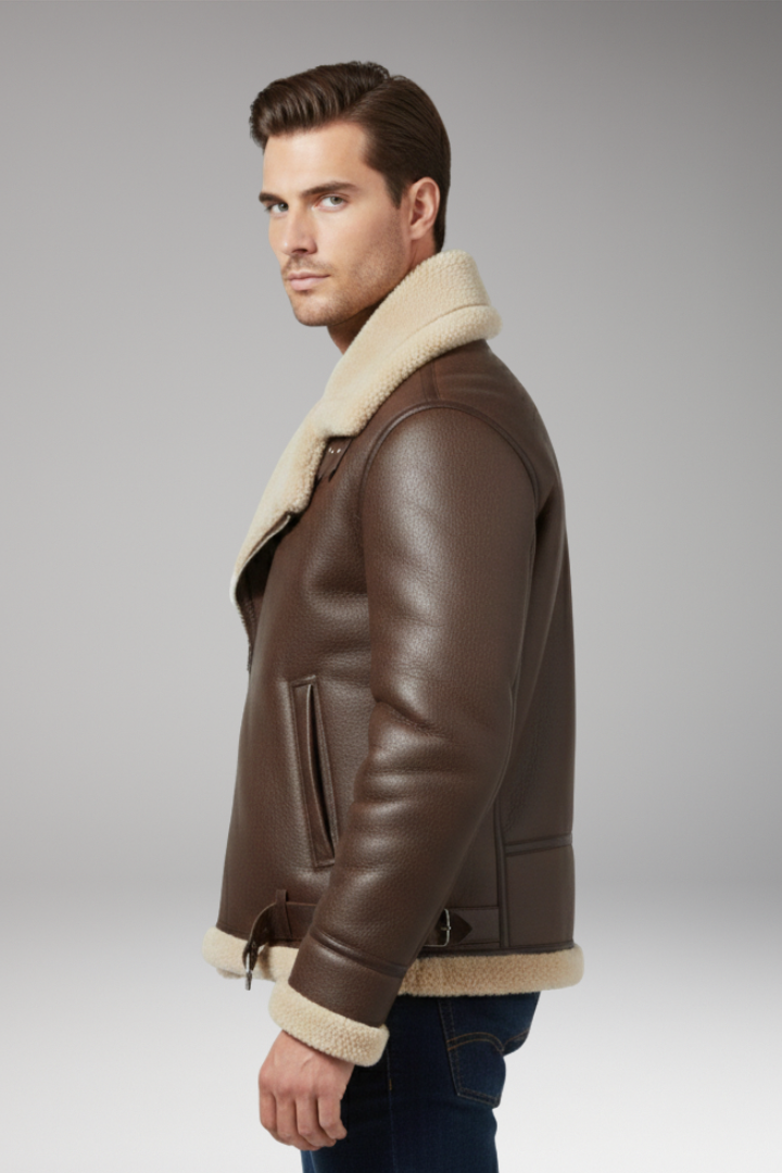 Men's Jacket with Lined Collar and Zip Closure