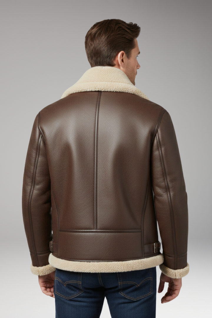 Men's Jacket with Lined Collar and Zip Closure