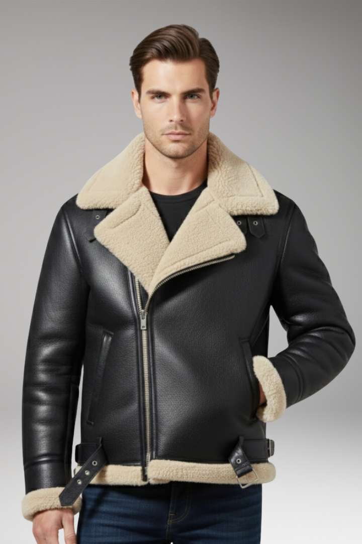 Men's Jacket with Lined Collar and Zip Closure