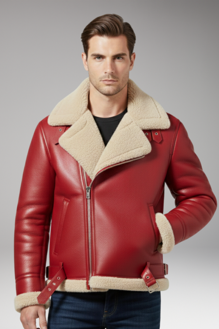 Men's Jacket with Lined Collar and Zip Closure