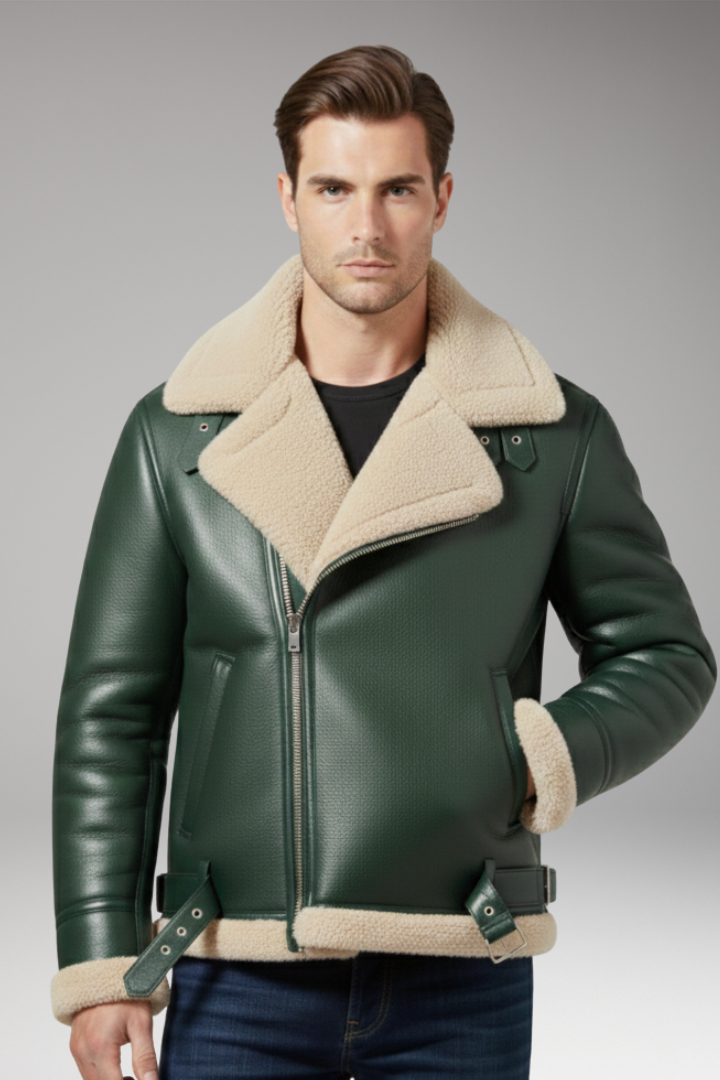 Men's Jacket with Lined Collar and Zip Closure