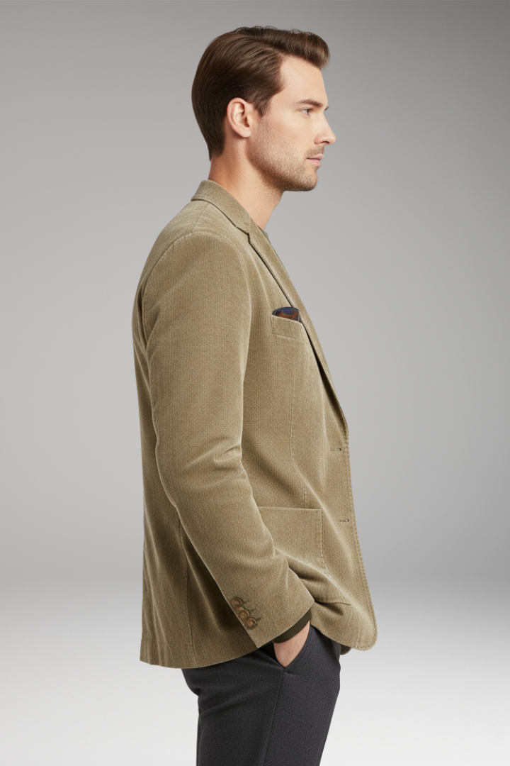Men’s Jacket with Notched Lapels and Two-Button Closure
