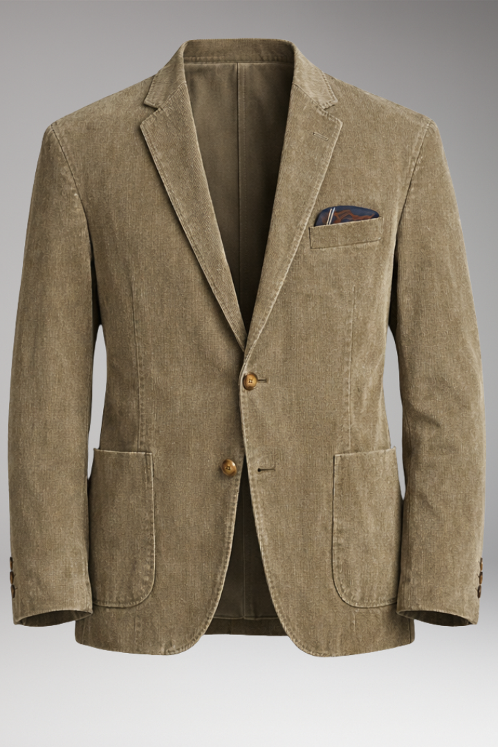 Men’s Jacket with Notched Lapels and Two-Button Closure