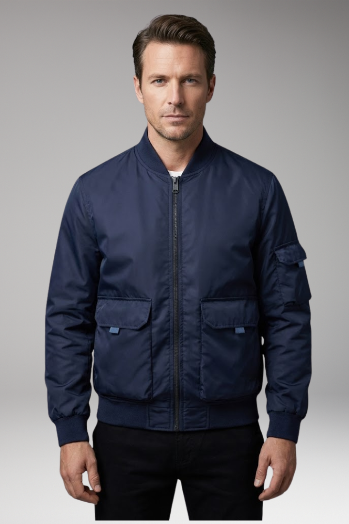 Men's Jacket with Practical Pockets and Elastic Cuffs