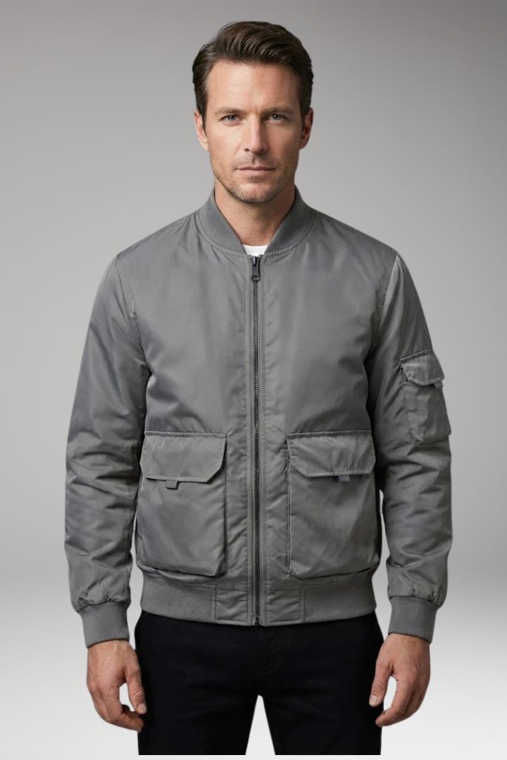 Men's Jacket with Practical Pockets and Elastic Cuffs