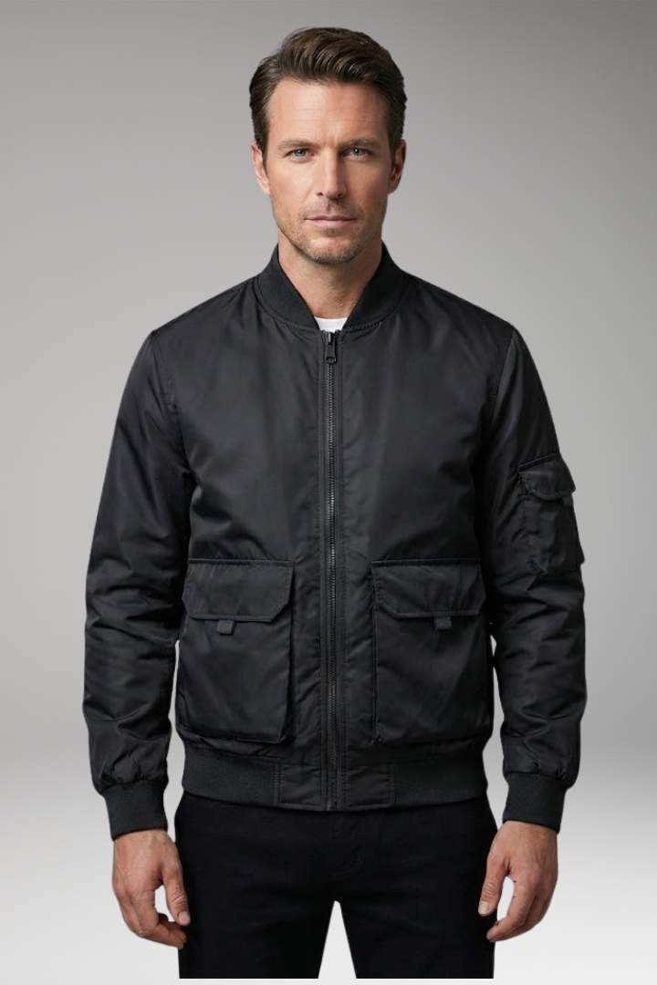 Men's Jacket with Practical Pockets and Elastic Cuffs
