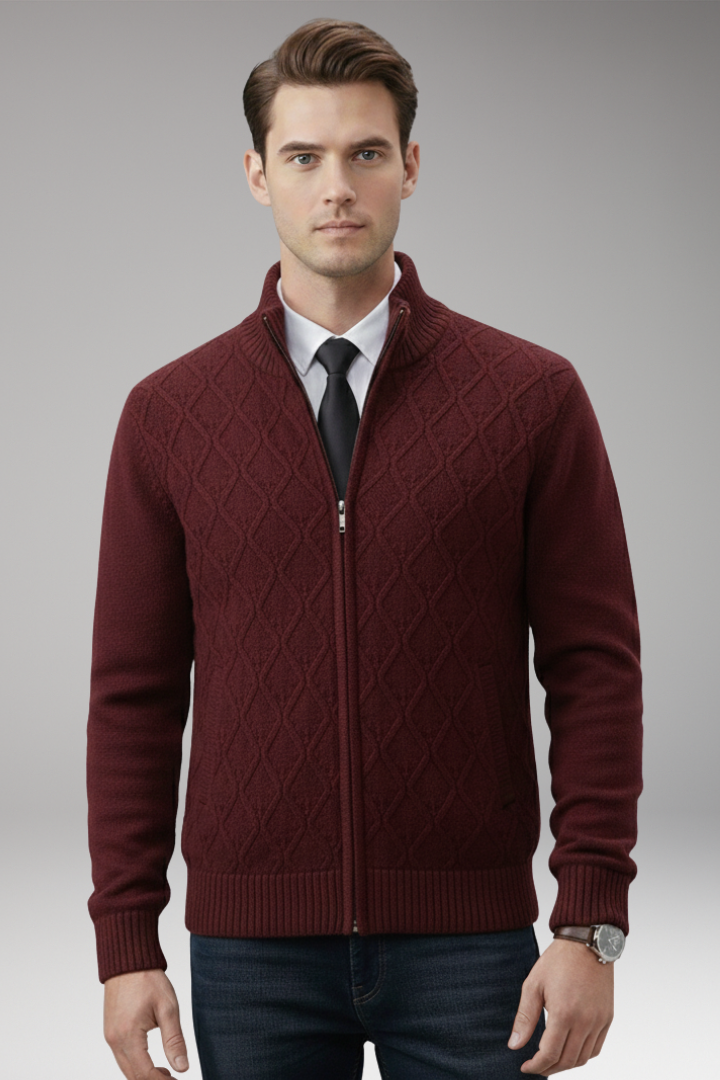 Men's Jacket with Quilted Body and Knitted Sleeves