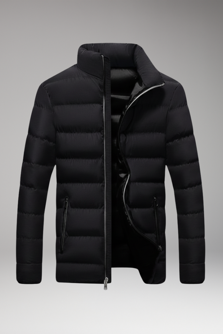 Men's Jacket with Quilted Surface and Zip Pockets