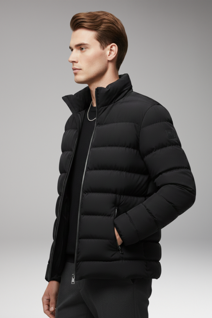 Men's Jacket with Quilted Surface and Zip Pockets
