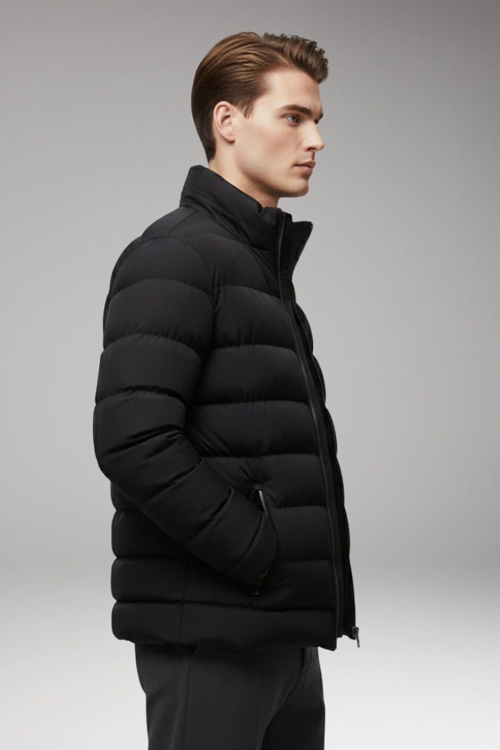 Men's Jacket with Quilted Surface and Zip Pockets