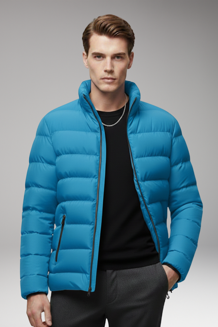 Men's Jacket with Quilted Surface and Zip Pockets